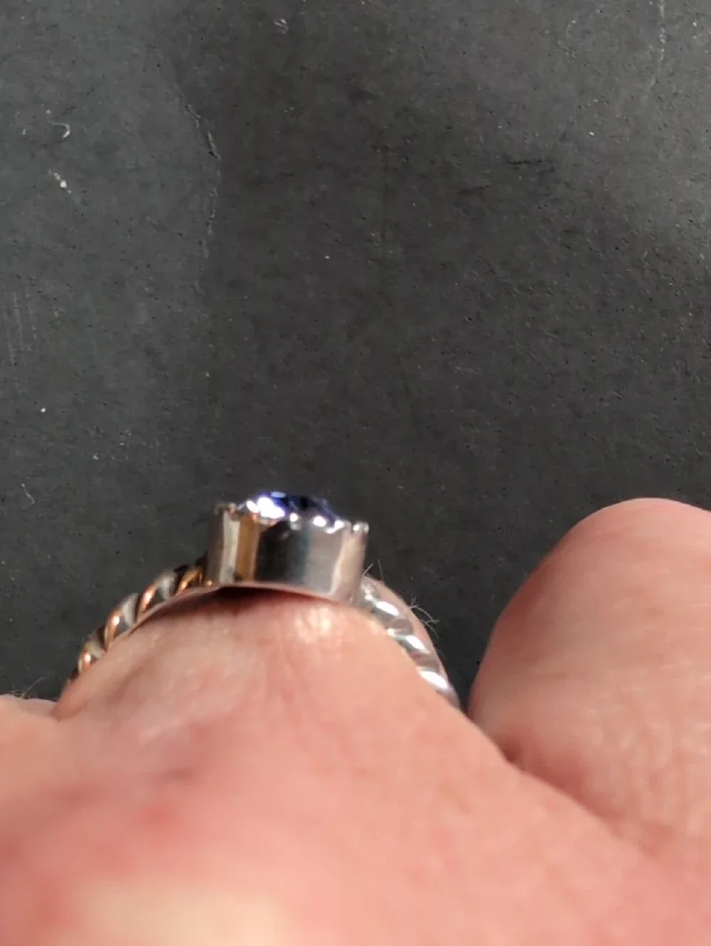 Brighton Silver Twisted Band Ring with Purple Gemstone Size 9.5